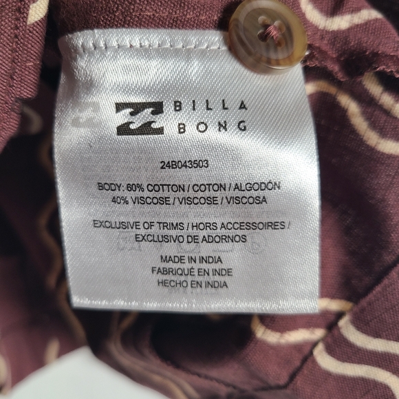 NWT Billabong Women's Another Wave Tank Top Brown Geometric Sz M Cotton Viscose - Picture 3 of 4